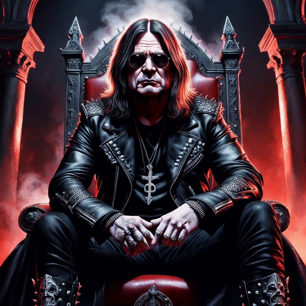 Ozzy Osbourne on Throne in Dark Fantasy Art