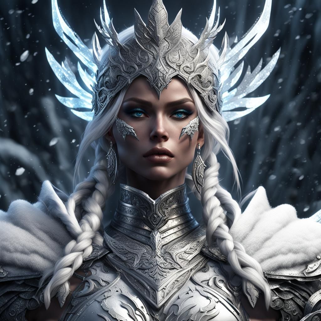 Ice Queen Warrior in Dark Fantasy Style