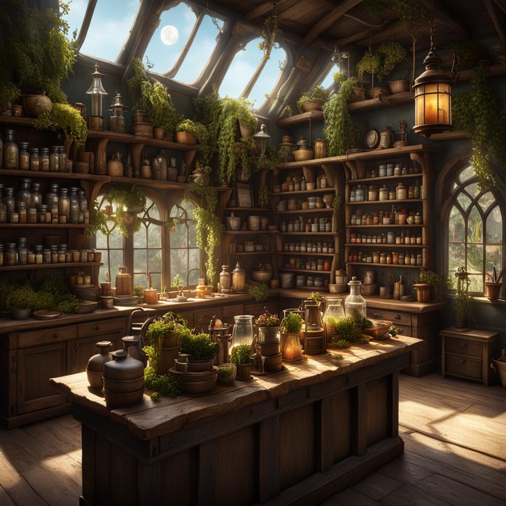 Charming Herbalist Shop in Detailed Matte Painting