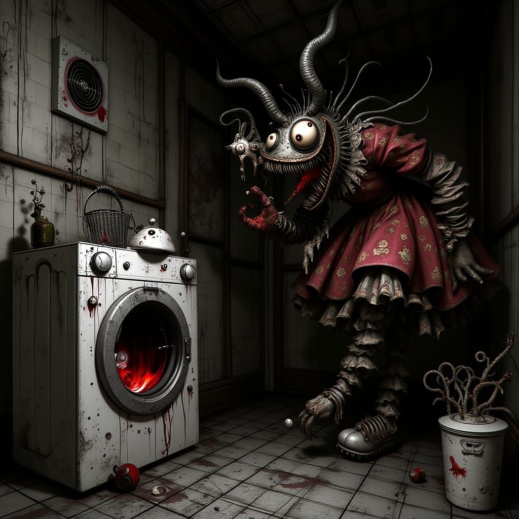 Terrified Teapot Hides from Demonic Washing Machine