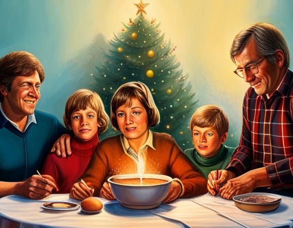 1970s Family Christmas in Hyperrealistic Style