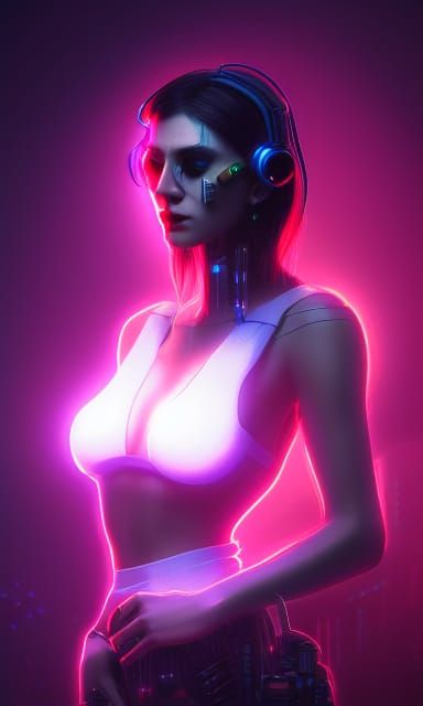 Cyberpunk Woman Portrait in Hyperrealistic Style