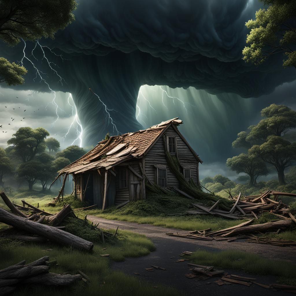 Dramatic Tornado Bends Trees in Powerful Storm