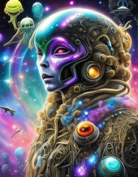 Alien Child Portrait in Dystopian Cosmic Style