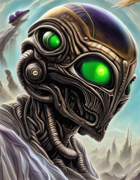 Alien Child Portrait in Cosmic Dystopian Style