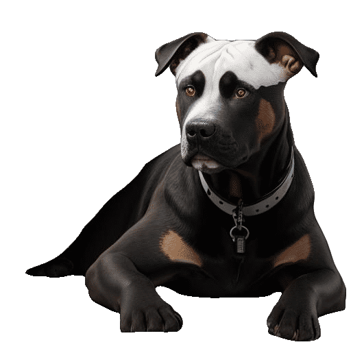 Black Pitbull Lab Mix on White Bed, Matte Painting