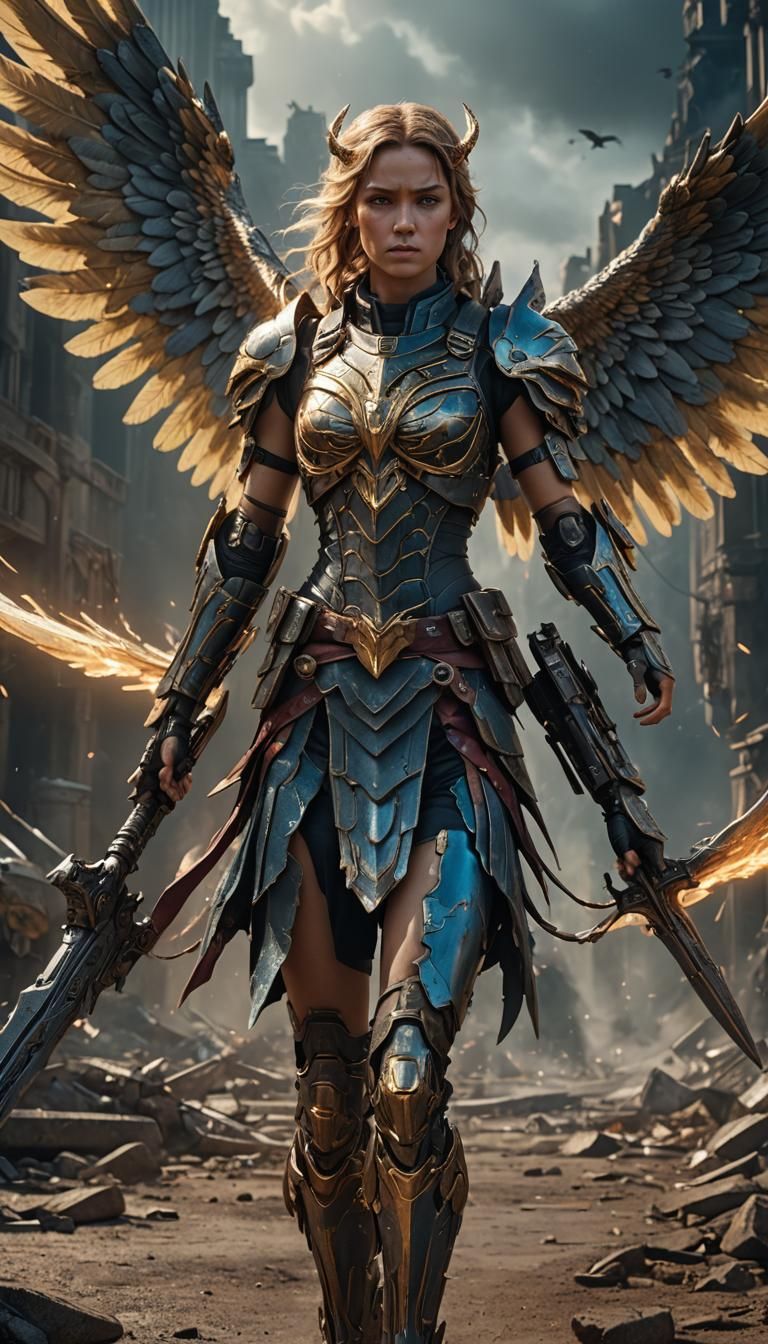 Angel in Battle Dress: Detailed Matte Painting