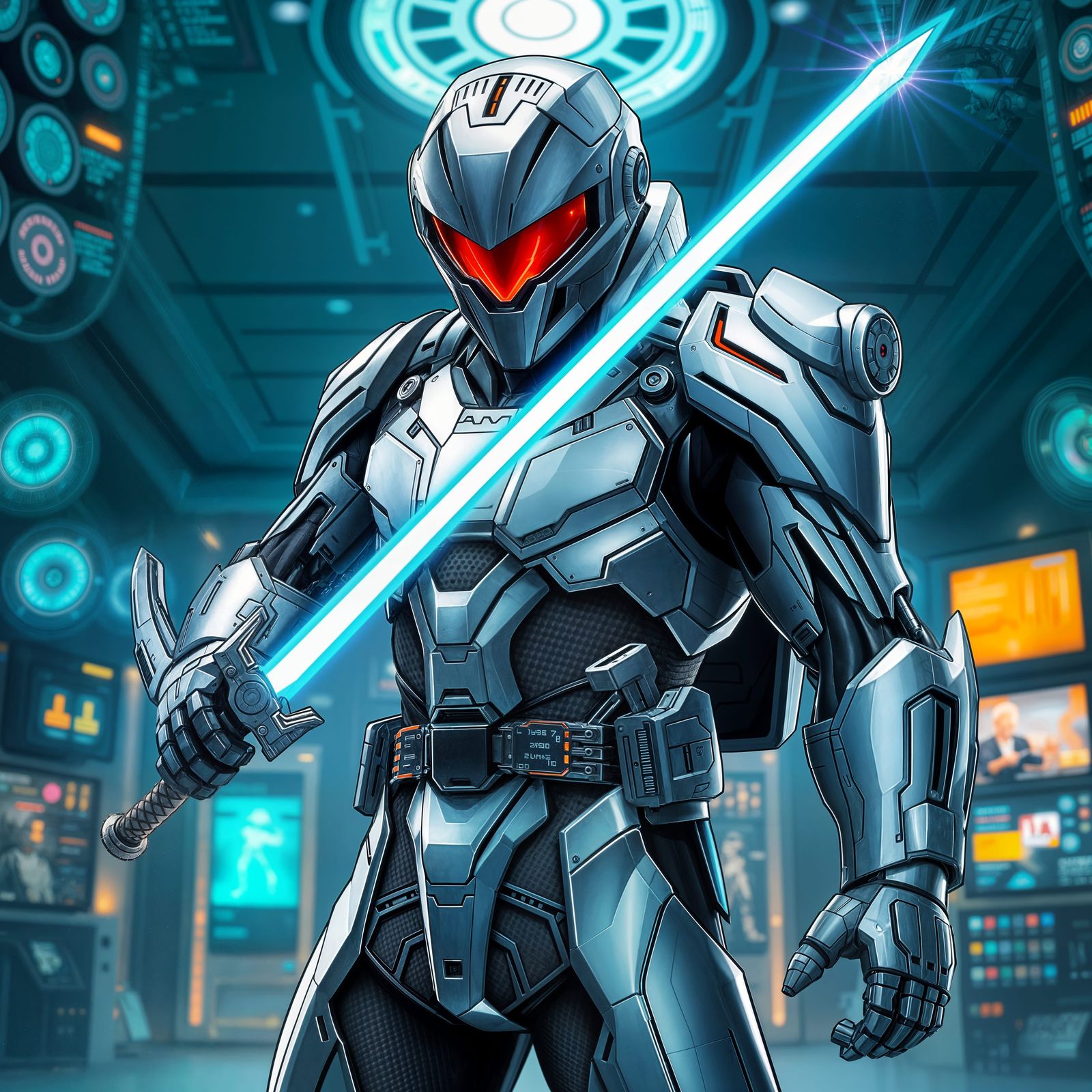 Cybernetic Super Soldier in Elegant Power Suit