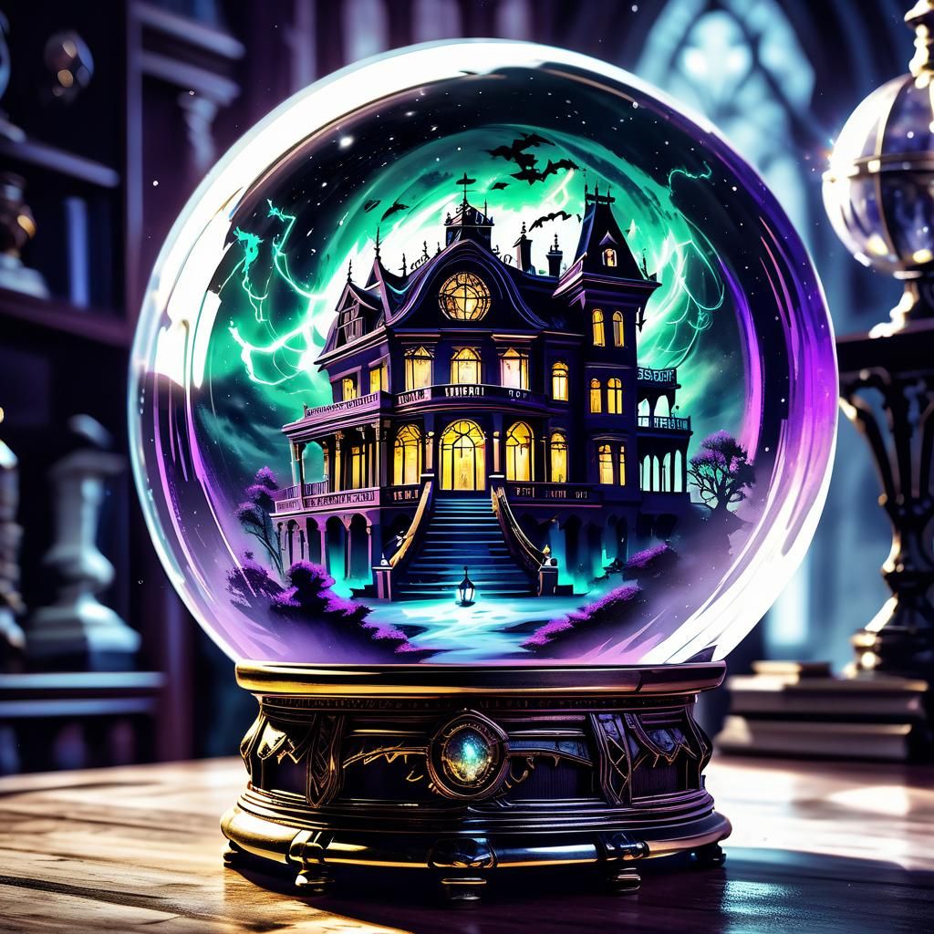 Cosmic Storm Over Haunted Mansion Digital Art