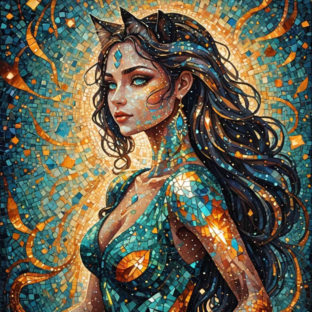 Woman with turquoise eyes.