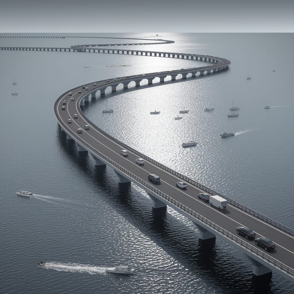 Grey Zeelandbrug Highway at Dusk