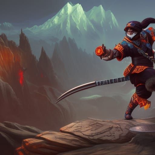 Husky Ninja in Detailed Matte Painting Style