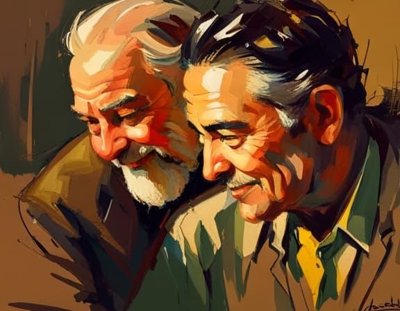 Intimate Portrait of Grandfather and Grandson