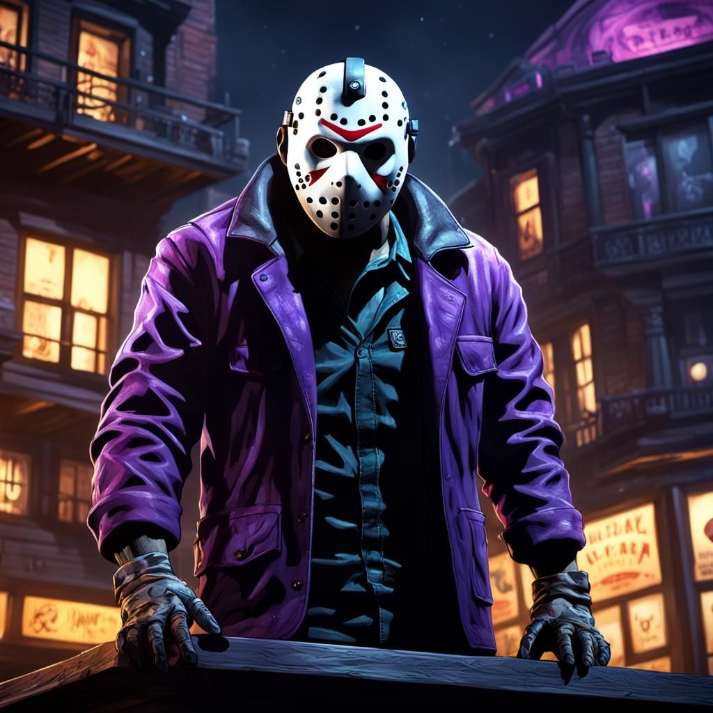 Barman with Jason Mask in Dark Fantasy Style