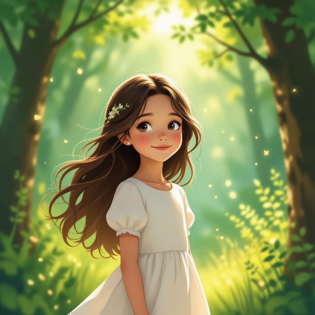 Whimsical Forest Portrait of a Young Girl