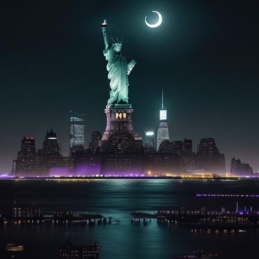 Statue of Liberty with Energy Nunchucks in Cyberpunk NYC