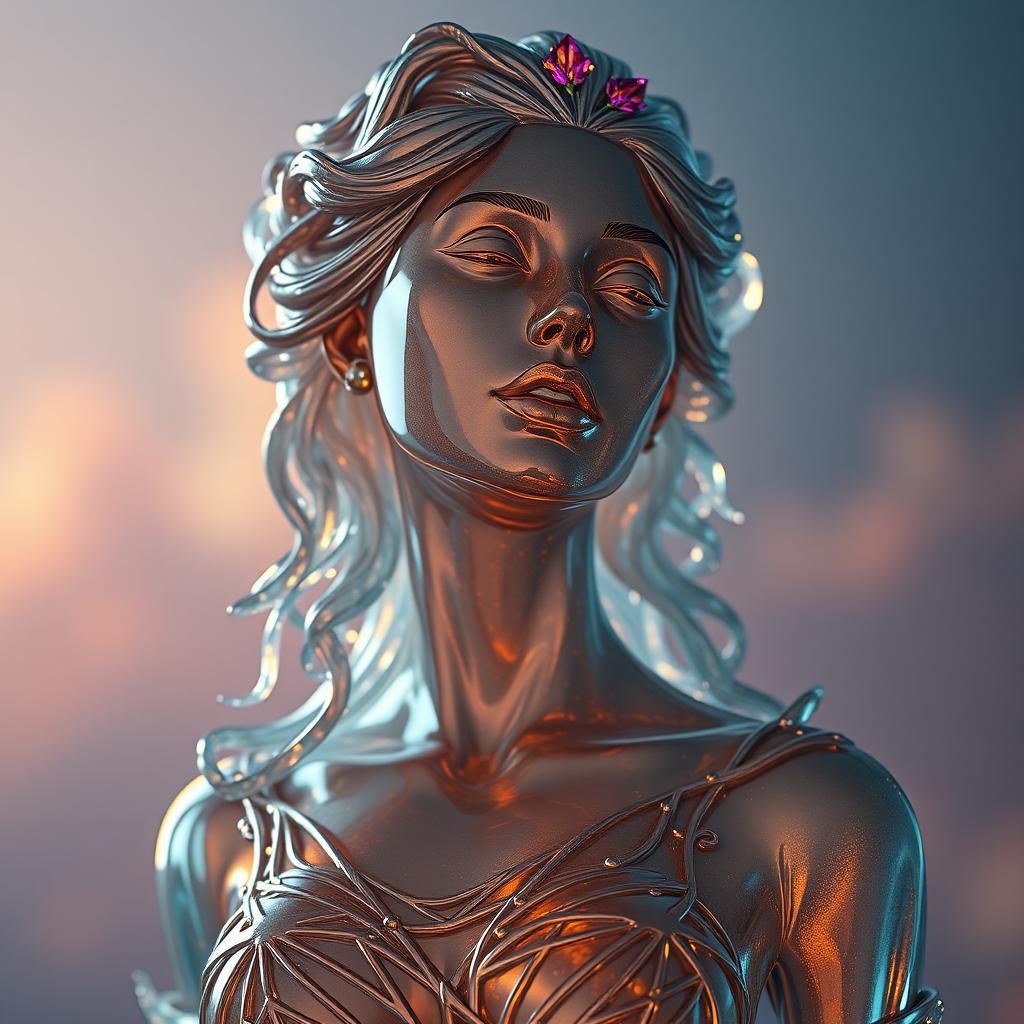 Exquisite Glass Sculpture of a Beautiful Woman