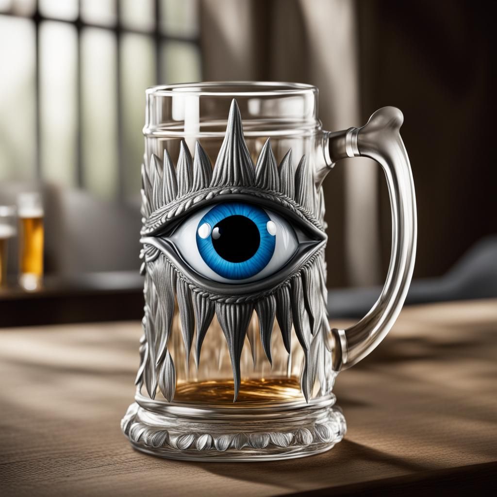 Evil Eye Beer Stein in Photorealistic Style