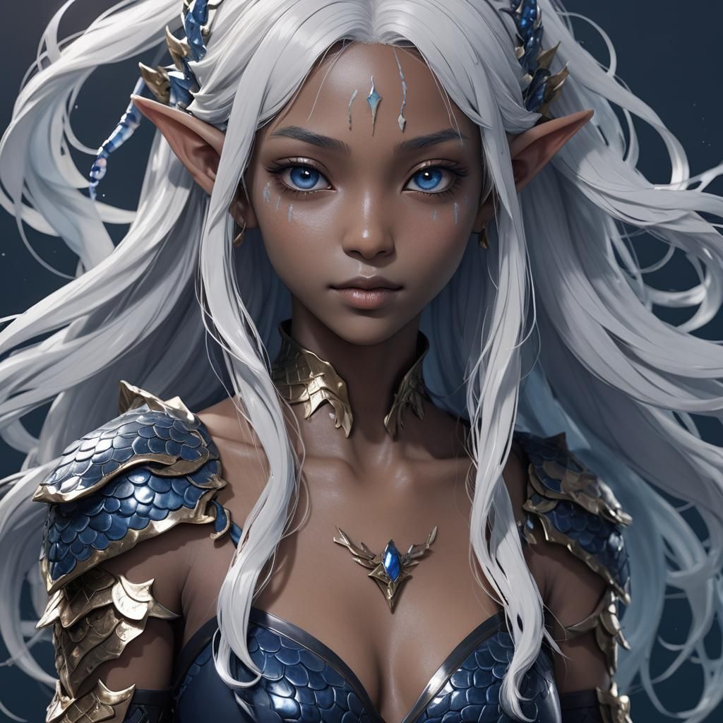 Detailed Sea Elf in 3D Anime Art