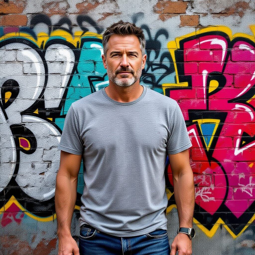 Urban Man Portrait in Street Art Style