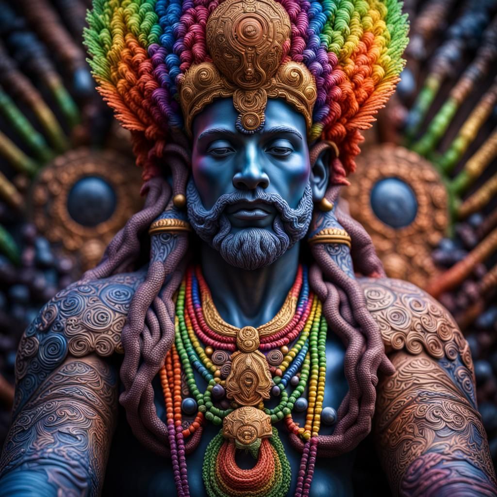 Hyperrealistic Rainbow God in Cinematic Style