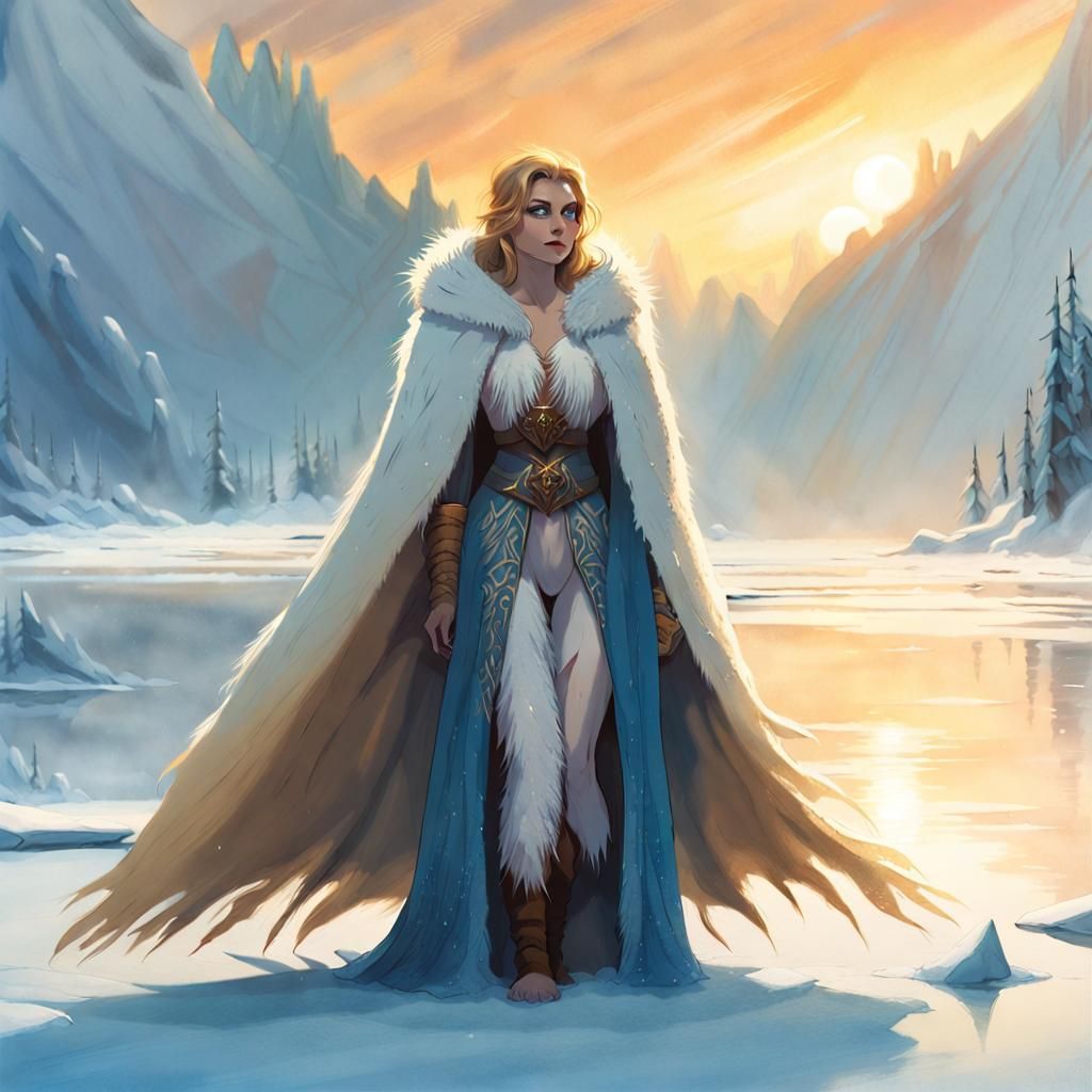 Giant Woman over Frozen Lake: Norse Concept Art