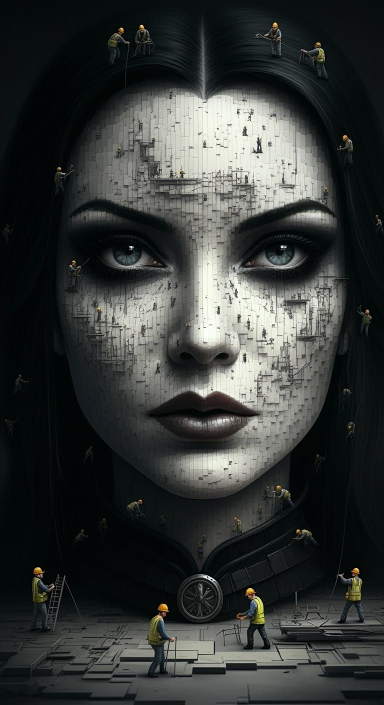 Gothic Beauty in Cubist Mosaic