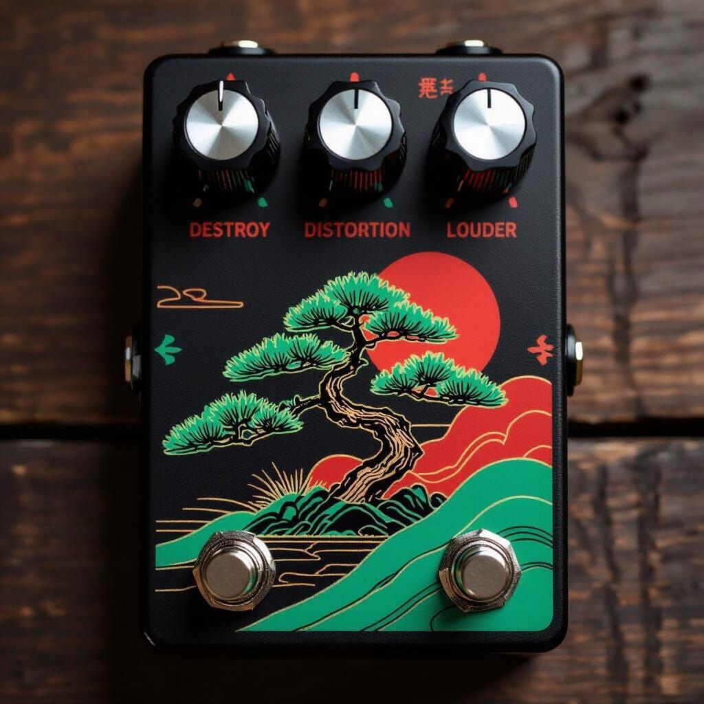 Guitar Pedal with Japanese Bonsai Art