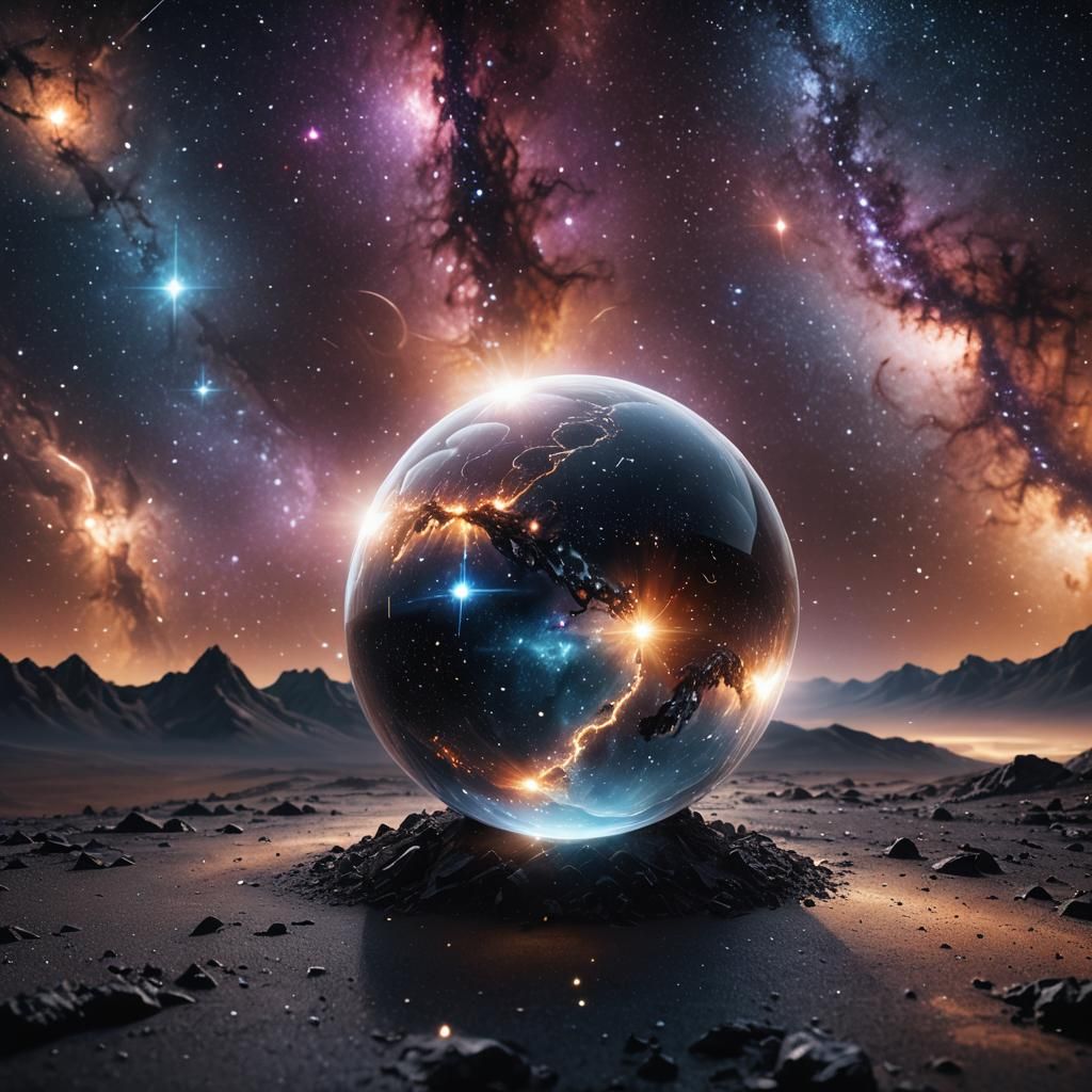 Milky Way Galaxy Reflected in Crystal Ball