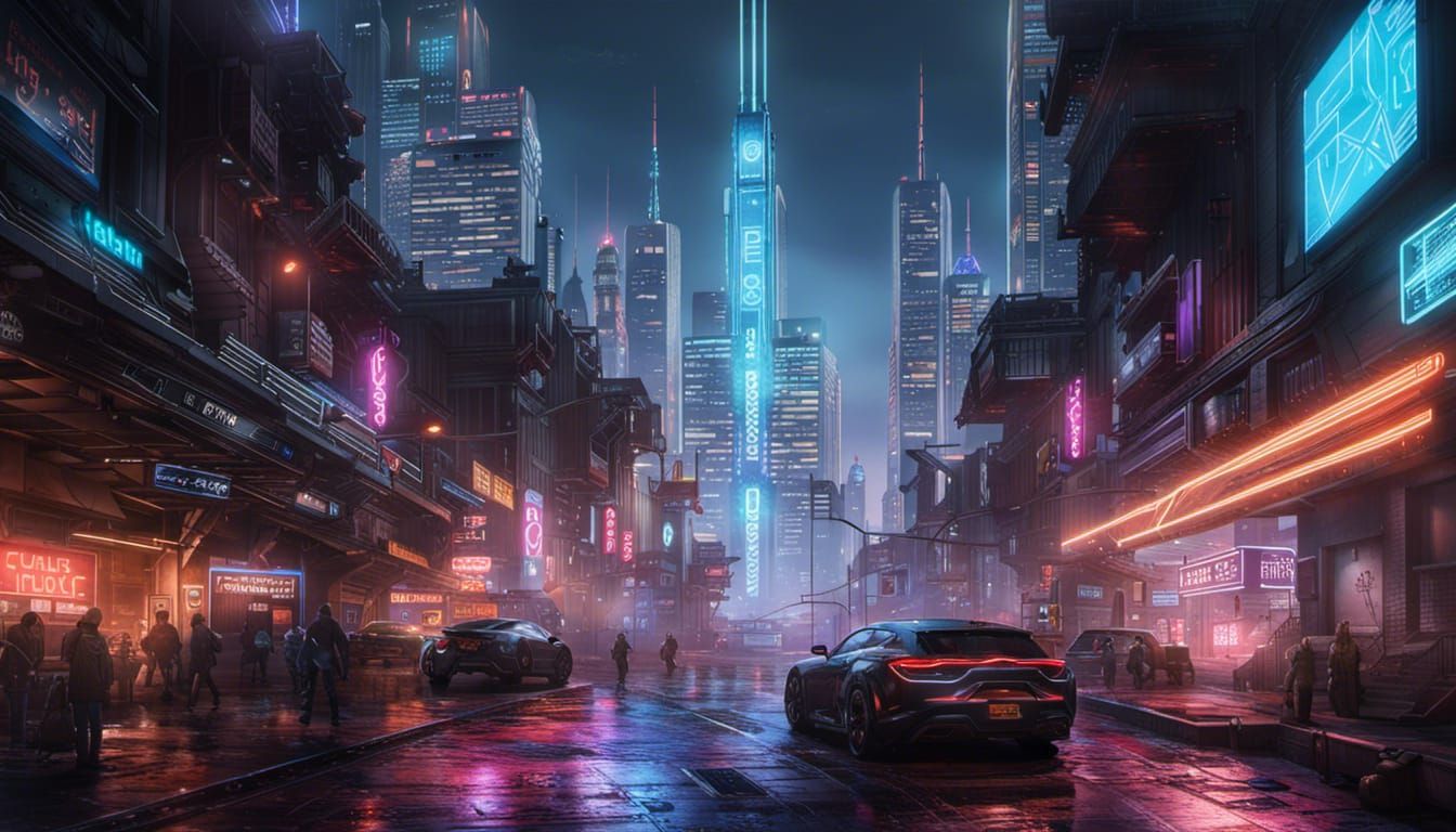 Neon Future Megacity: Hyper-Detailed Digital Illustration
