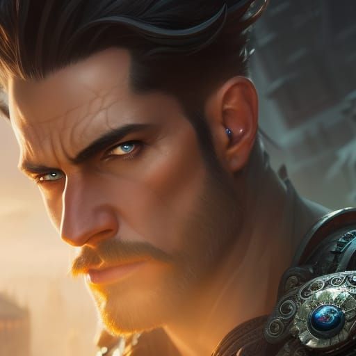 Dark Fantasy Warrior Portrait in Hyperrealistic Style