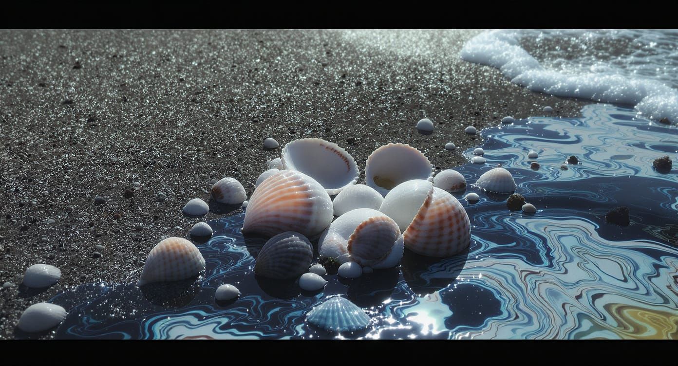 Surreal Seashells in Flowing Tide Pools with Fractal Pattern...