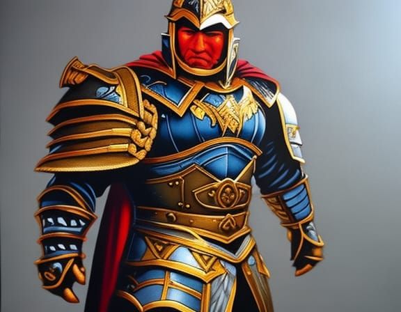 Dwarf Warrior in Bronze Armor, Graffiti Art Style