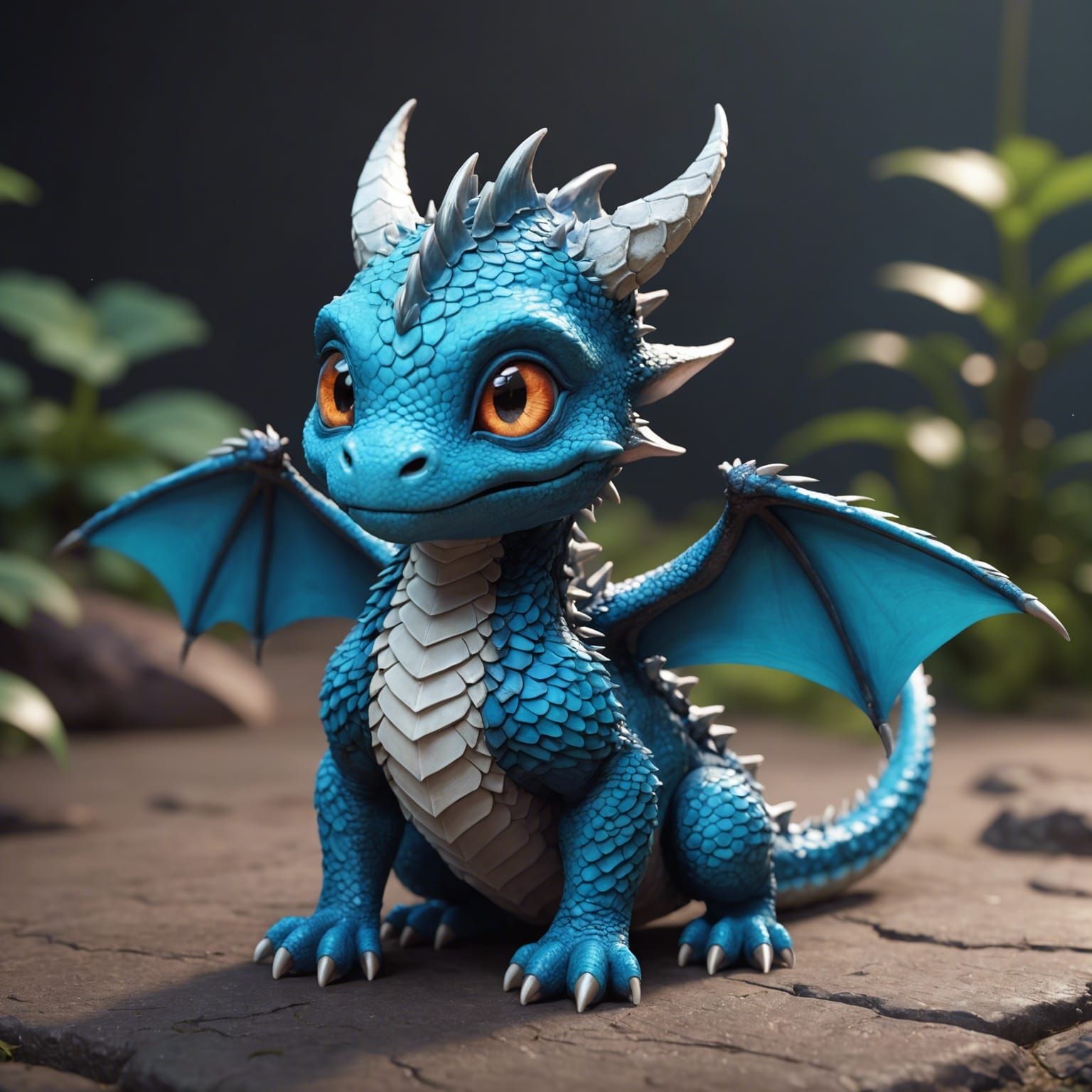 Cute Baby Dragon in 3D Anime Style