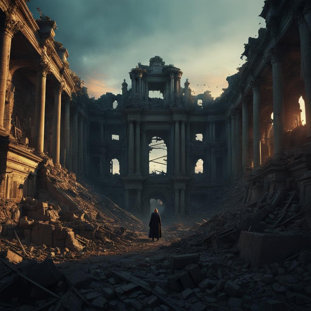 Genius of Destruction Amidst Ruins: Digital Art