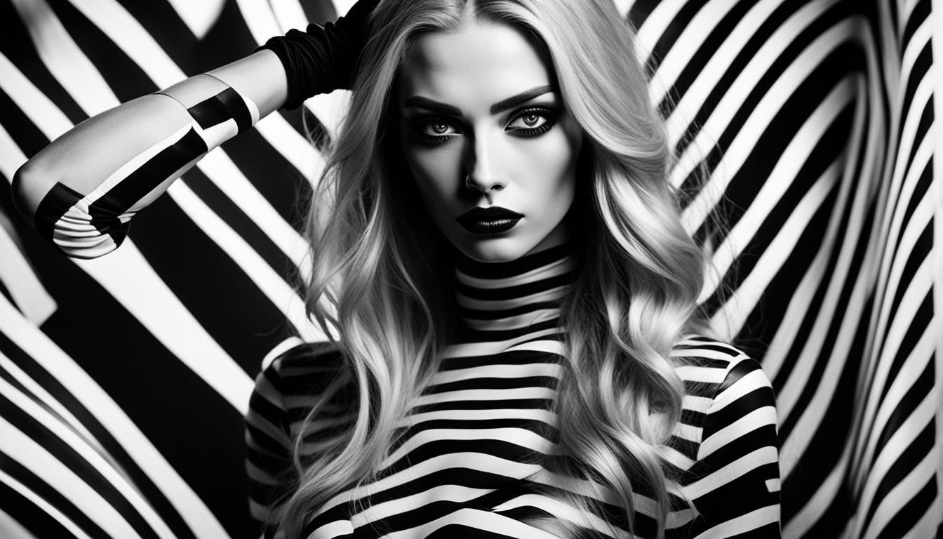 Striking Black and White Portrait with Red Accents
