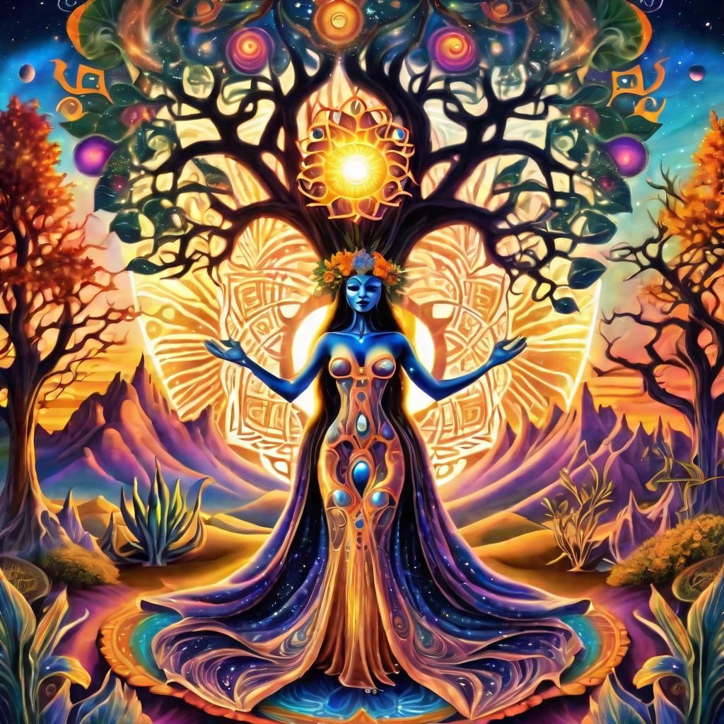 Witch in Psychic Communion with Magical Plants