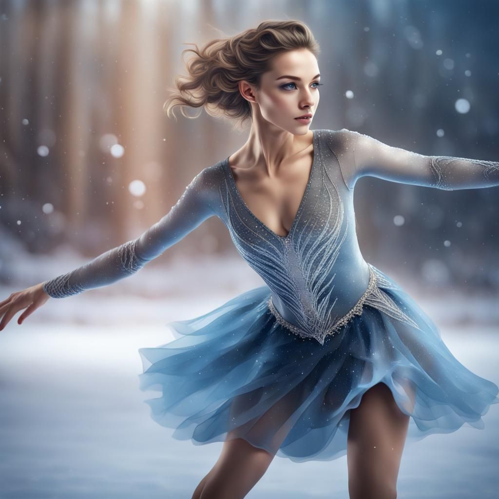 Figure Skater in Motion: Detailed Digital Art
