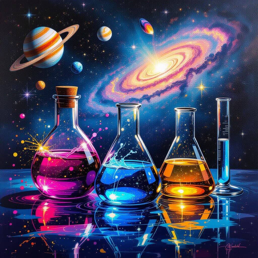 Cosmic Fluids: A Neon Graffiti Art Explosion