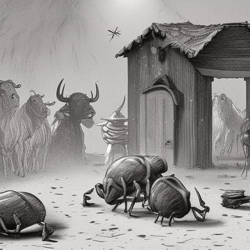 Dark Fantasy Scene in Art Nouveau Style