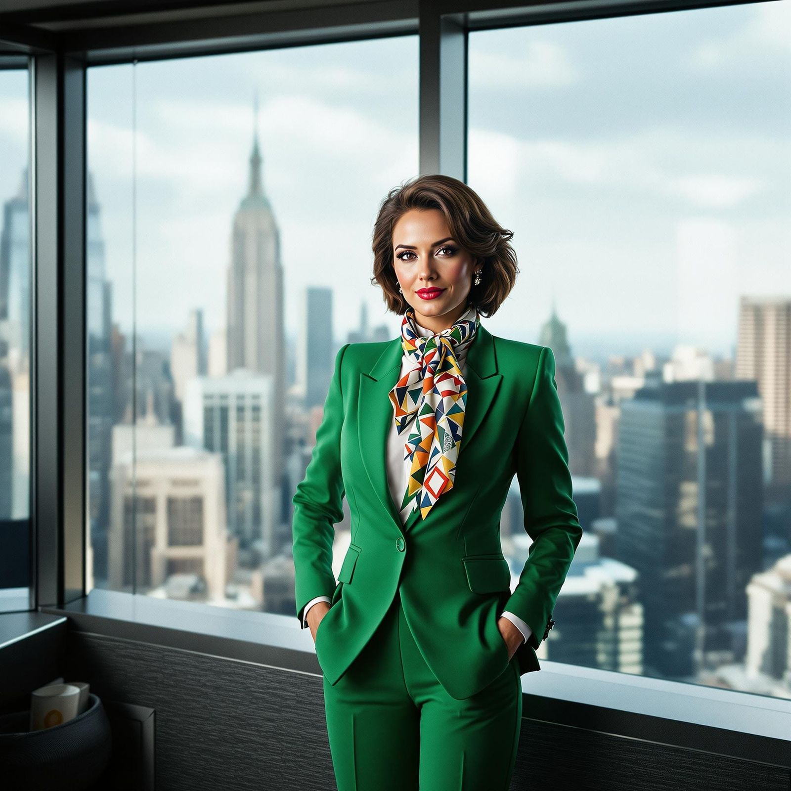 Emerald Green Suit Businesswoman Portrait