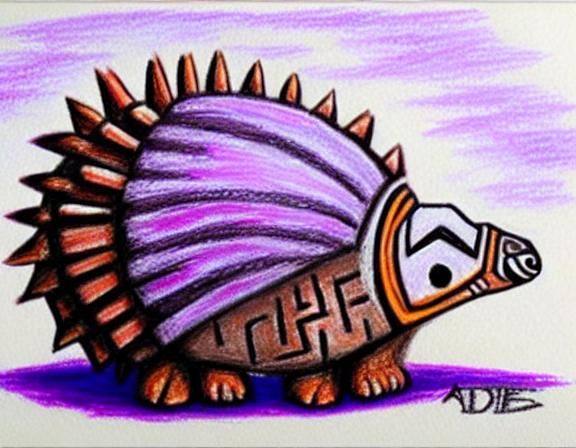 Aztec Armadillo in Lavender Oil Pastel Style