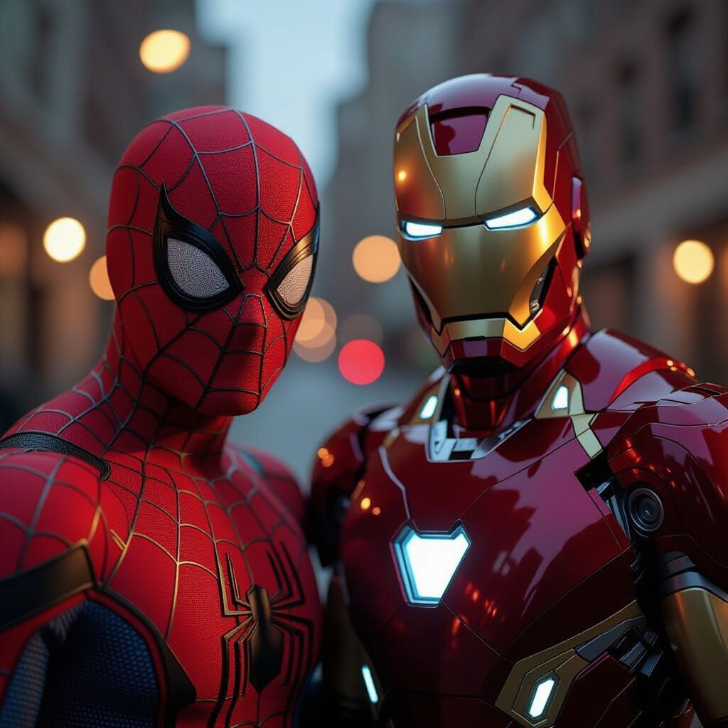 Spiderman and Iron Man Heroic Portrait