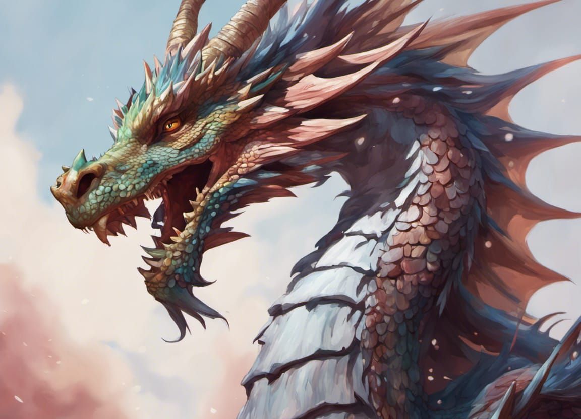 Elated Dragon in Ghibli Style Hyperrealism