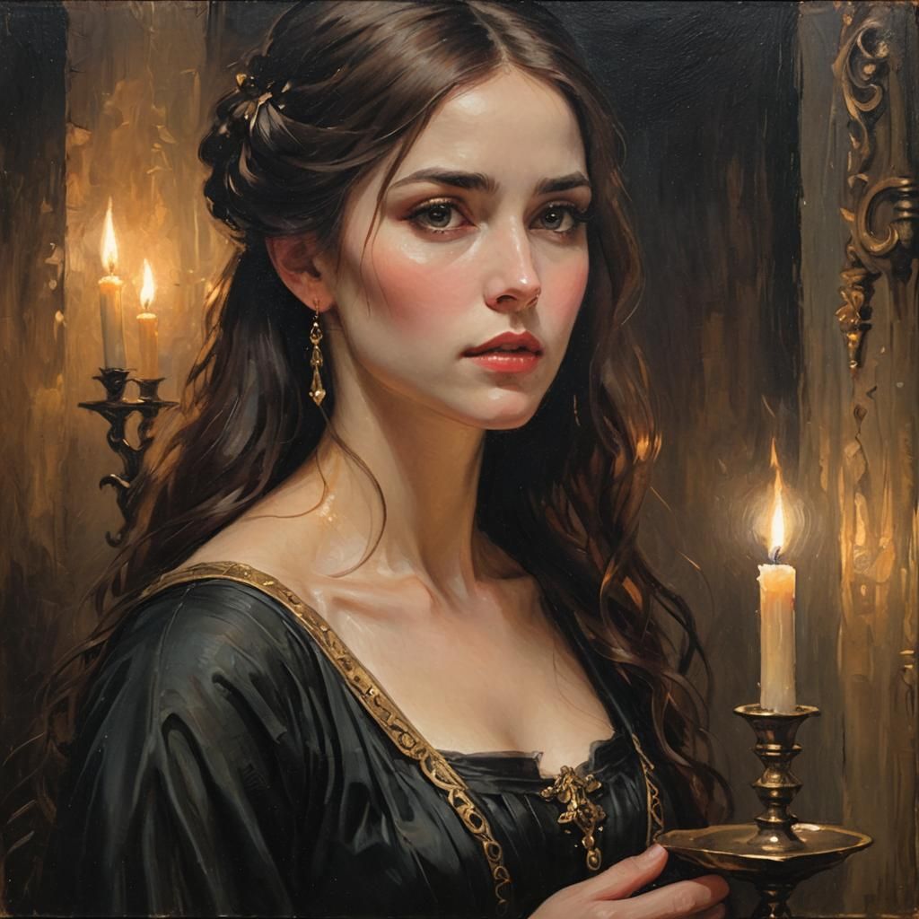 Romantic Encounter in Oil Painting Style