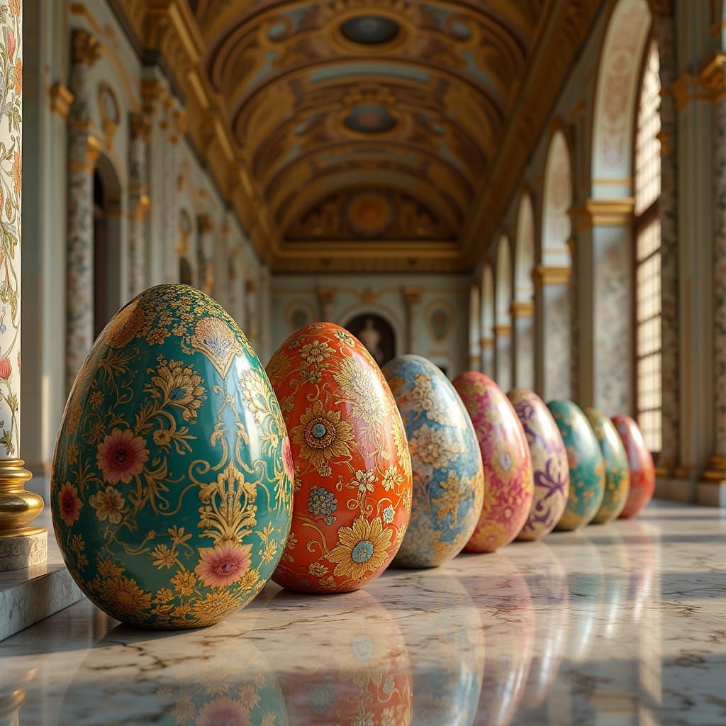 Elegant, Intricately Decorated Eggs in Opulent Settings