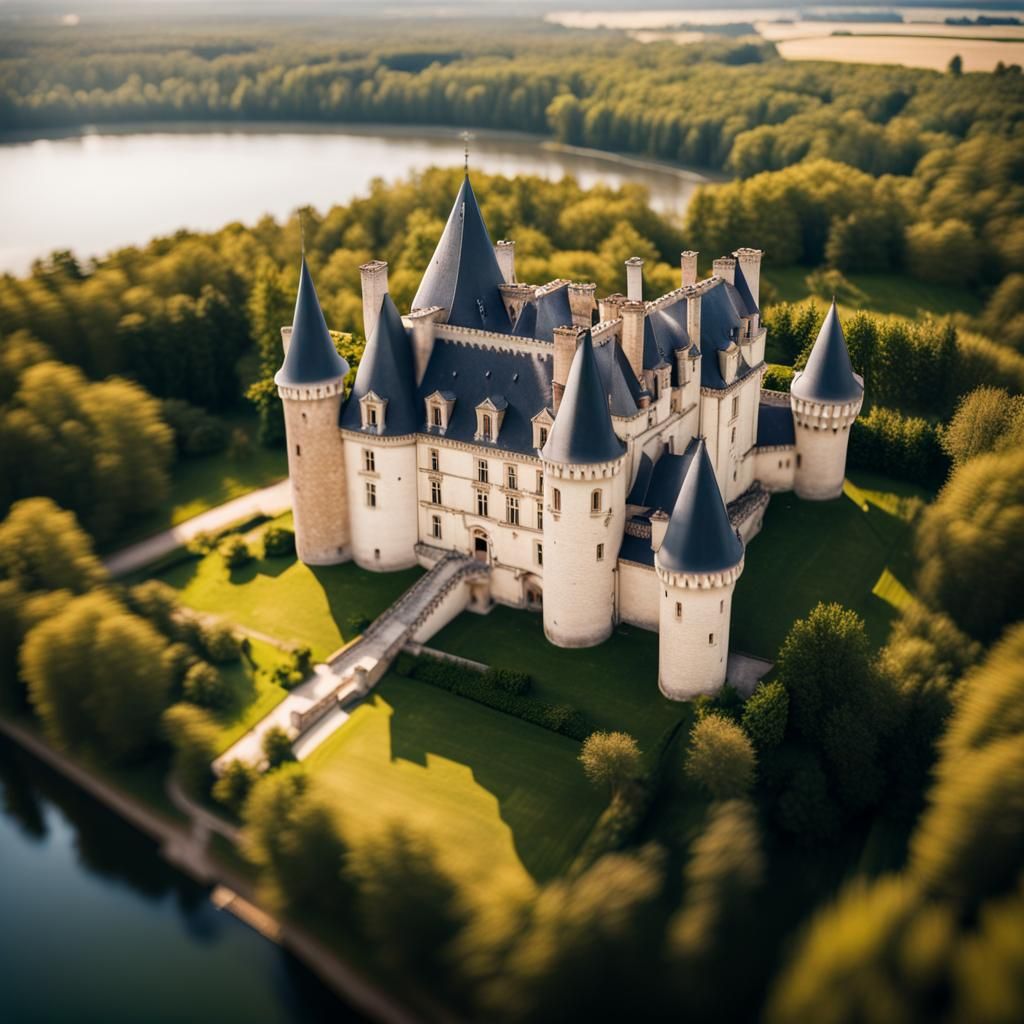 Loire Renaissance Castle Aerial View Photography