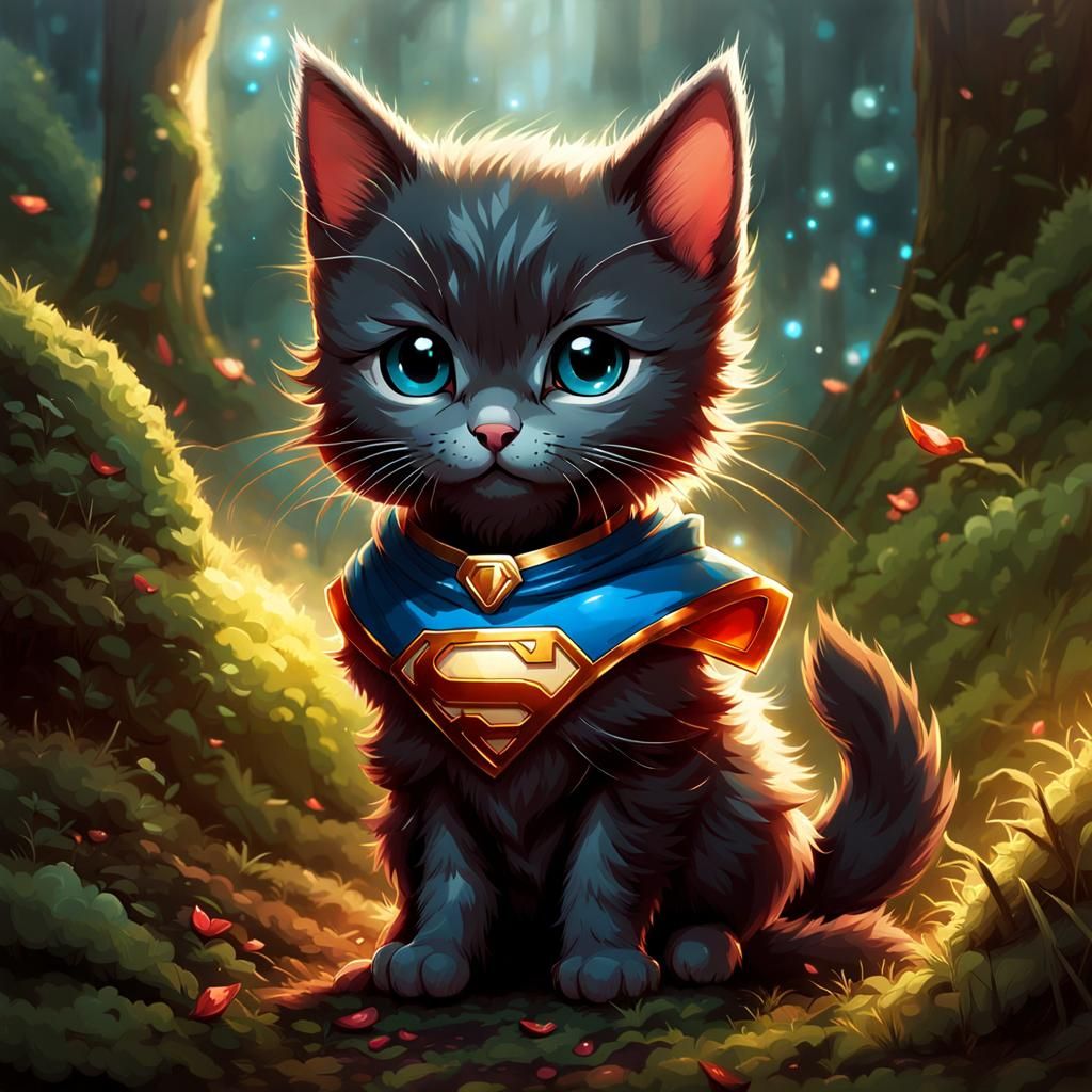Supergirl Cat: Adorable Chibi Art