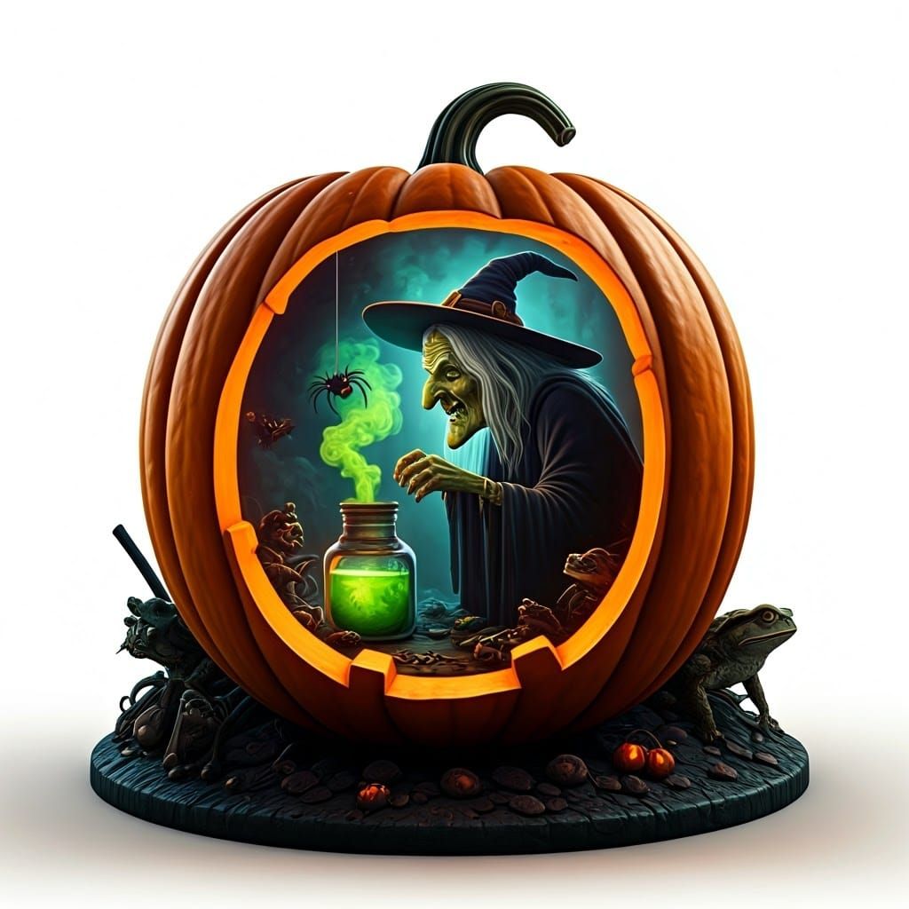 Halloween Witch's Potion in Pumpkin Silhouette