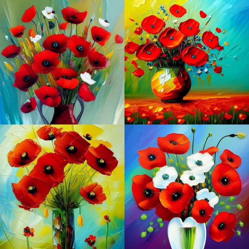 Floral Still Life in Impressionistic Palette Knife Style